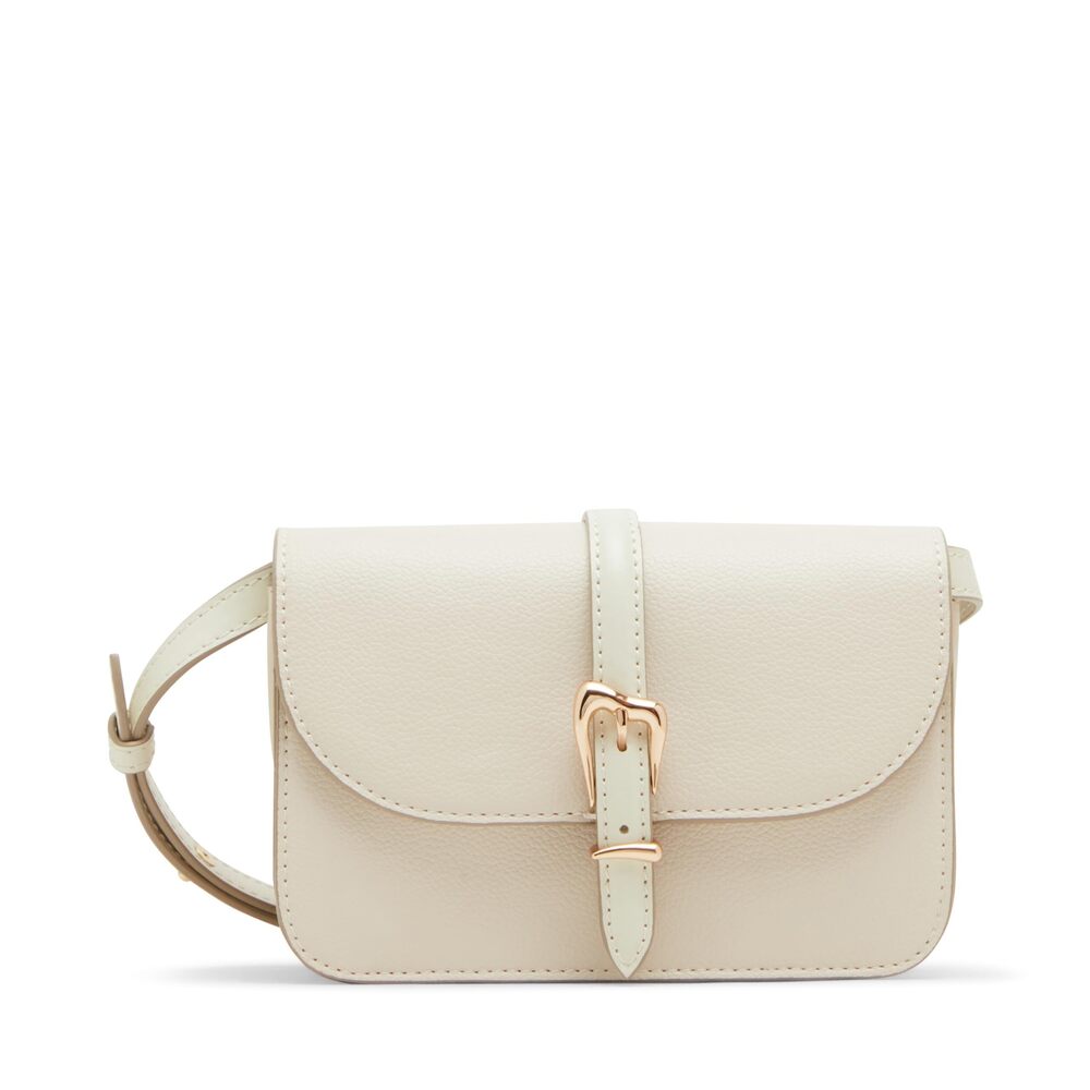 5099 Sculpted Buckle Flap Crossbody, Parchment